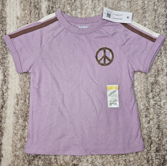 Garanimals Other - Garanimals Girls Shirt 3T Lavender Peace Sign Silver Foil Striped Shoulder Knit